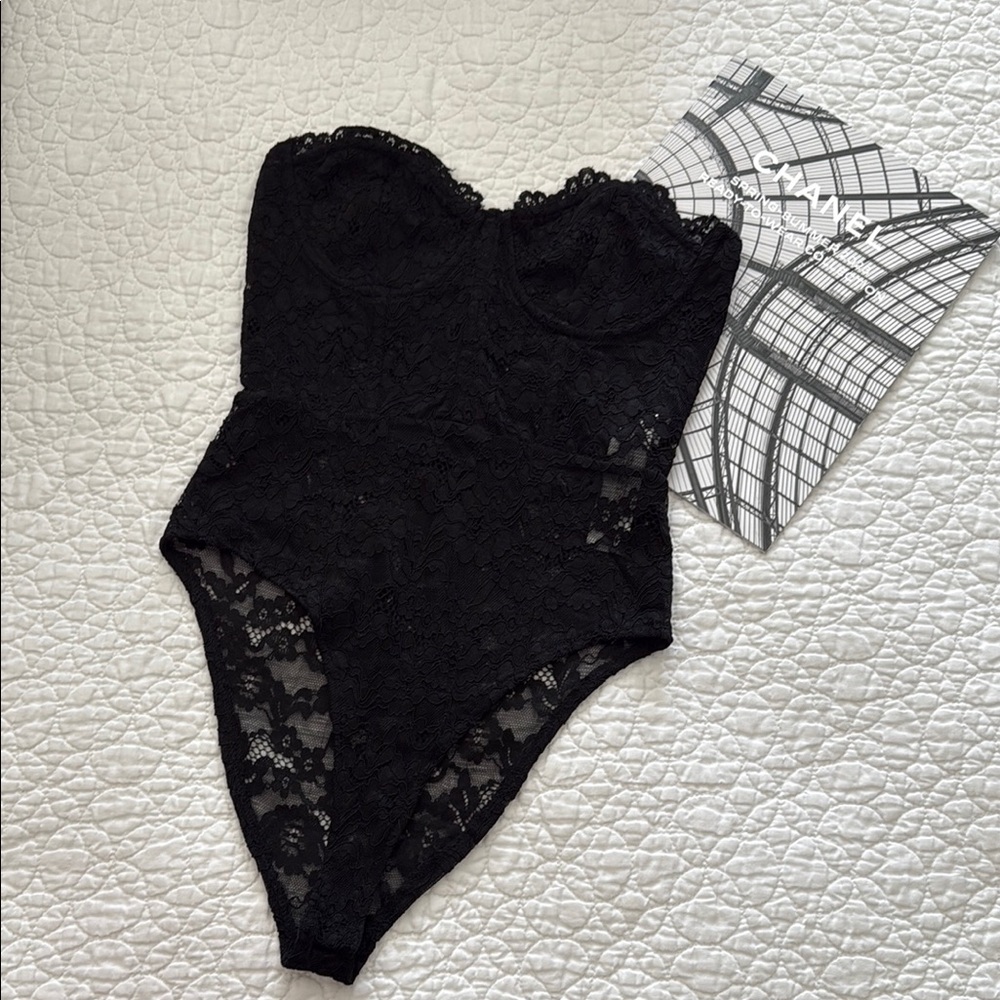 ZARA Elegant Black Lace Bodysuit